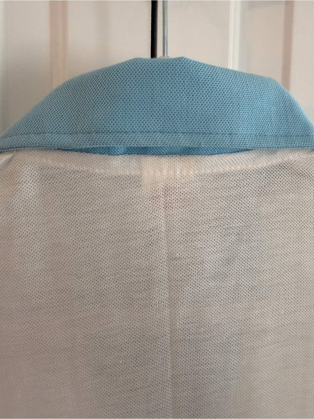 Men's Vintage Mickie Polo Shirt in Light Blue and Cream - Vintage Style - Picture 9 of 12